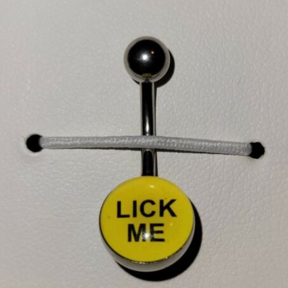 Bad Word or Picture Logo Belly Ring Navel - Lick Me - Picture 1 of 1